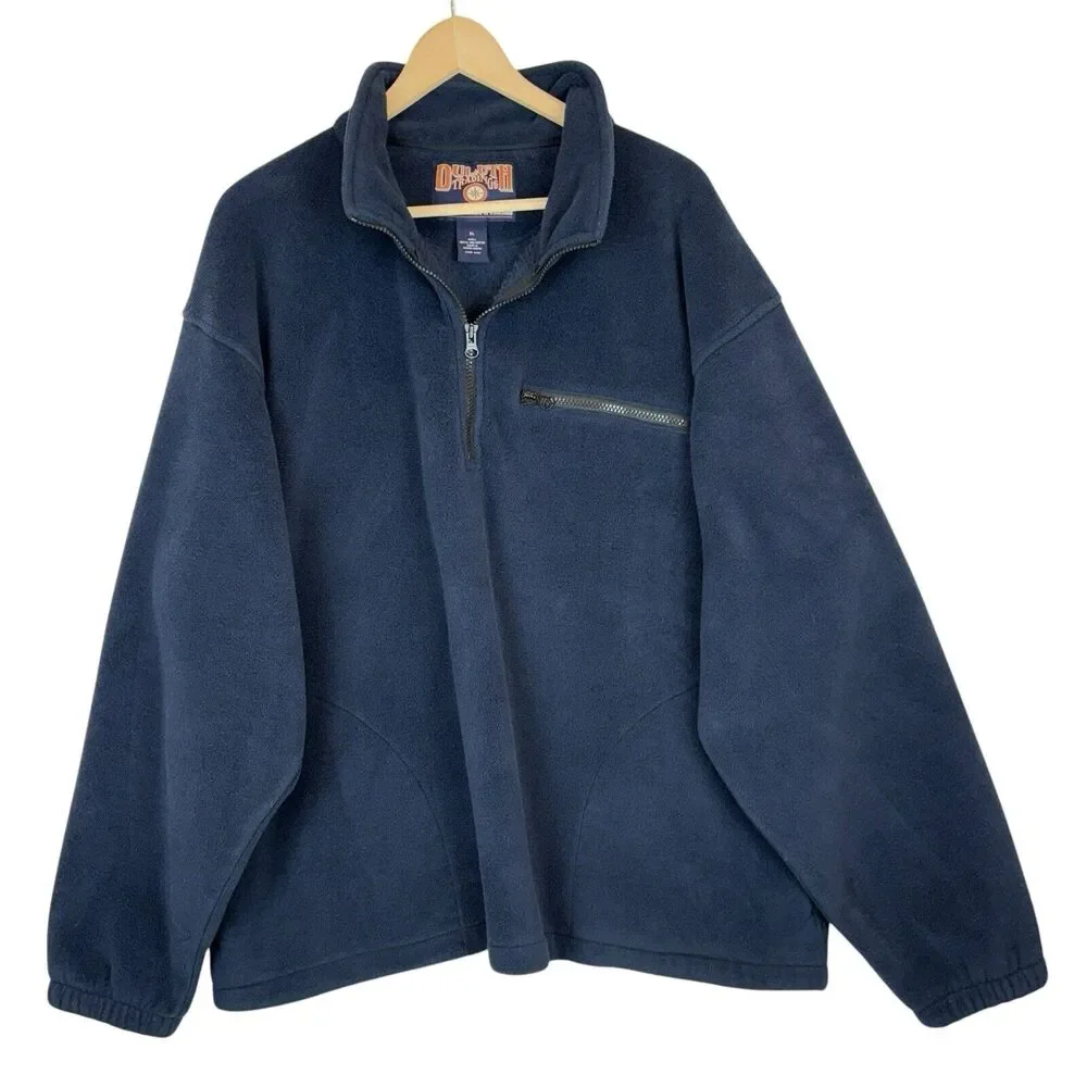 DULUTH TRADING Co.‎ Sz XL Fleece Jacket Pullover 1/4 Zip Navy Blue Pockets Thick